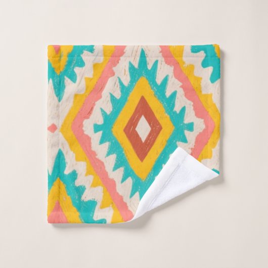 Vibrant Tribe, Bold Geometric Boho Pattern Waschlappen (Waschlappen)