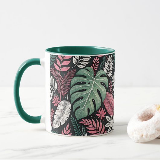 Vibrant tropical botanical tasse (Mit Donut)