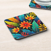 Vibrant Tropical Flower Art Getränkeuntersetzer (Linke Seite)