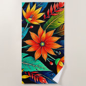 Vibrant Tropical Flower Art Strandtuch (Vorderseite)