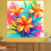 Vibrant Tropical Lilies: Summer Soul Leinwanddruck (Insitu (Wohnzimmer))