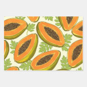 Vibrant Tropical Papaya Fruit and Leaf Pattern Geschenkpapier Set (Vorderseite 3)