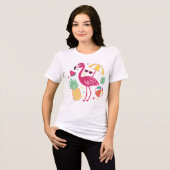 Vibrant Tropical Summer Flamingo & Pineapple Beach Tri-Blend Shirt (Vorderseite voll)