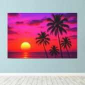 Vibrant Tropical Sunset Palm Trees - Luxury Modern Leinwanddruck (Insitu (Holzboden))