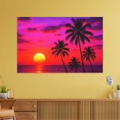 Vibrant Tropical Sunset Palm Trees - Luxury Modern Leinwanddruck (Insitu (Wohnzimmer))