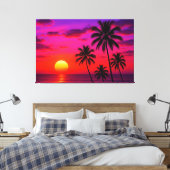 Vibrant Tropical Sunset Palm Trees - Luxury Modern Leinwanddruck (Insitu (Schlafzimmer))