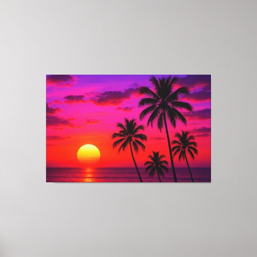 Vibrant Tropical Sunset Palm Trees - Luxury Modern Leinwanddruck (Vorderseite)