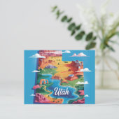 Vibrant Utah Conceptual Map Art Postkarte (Stehend Vorderseite)
