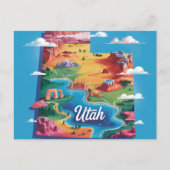 Vibrant Utah Conceptual Map Art Postkarte (Vorderseite)