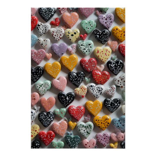 Vibrant Valentine Poster – Fantasy Hearts Design (Vorderseite)