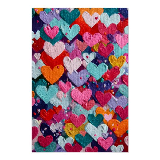 Vibrant Valentine Poster – Fantasy Hearts Design (Vorderseite)