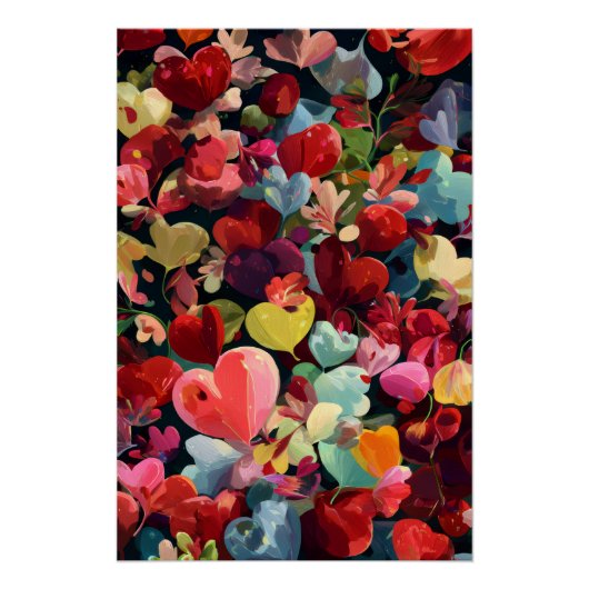 Vibrant Valentine Poster – Fantasy Hearts Design (Vorderseite)