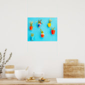 Vibrant Valletta: Colorful Hanging Garden on Azure Poster (Küche)