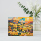 Vibrant Vermont Conceptual Map Art Painting Postkarte (Stehend Vorderseite)