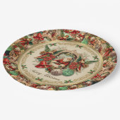 Vibrant Victorian Christmas Collage Pappteller (Schrägansicht)