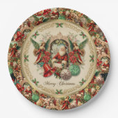 Vibrant Victorian Christmas Collage Pappteller (Vorderseite)