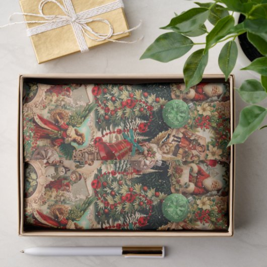 Vibrant Victorian Christmas Collage Seidenpapier (Geschenk)