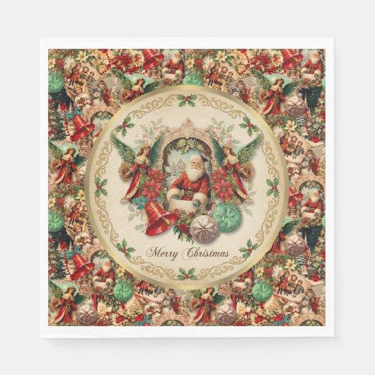Vibrant Victorian Christmas Collage Serviette (Vorderseite)