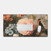 Vibrant Vintage Floral and Bird Scene Schreibtischunterlage (Tastatur & Maus)