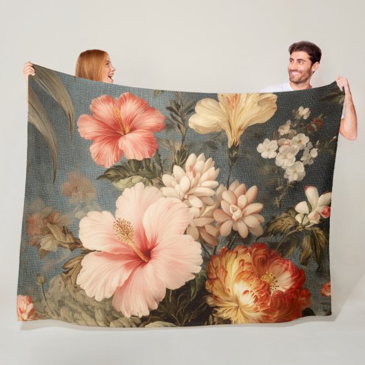 Vibrant Vintage Floral Arrangement Fleecedecke (Beispiel)
