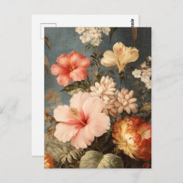 Vibrant Vintage Floral Arrangement Postkarte