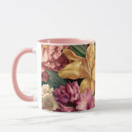 Vibrant Vintage Floral Arrangement Tasse