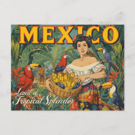 Vibrant Vintage Style Mexico Tropical Travel Postkarte