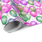 Vibrant Watercolor Balloons Pink Purple Green Geschenkpapier (Rolleneckpunkt)