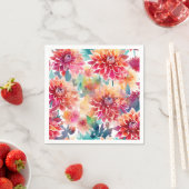 Vibrant Watercolor Dahlia Serviette (Beispiel)