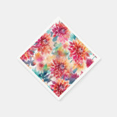 Vibrant Watercolor Dahlia Serviette (Ecke)