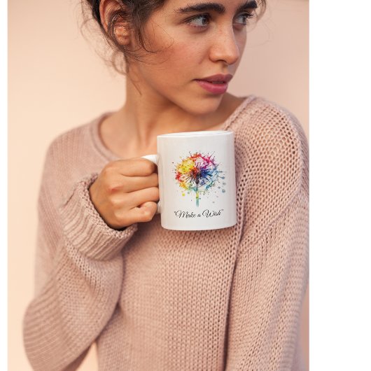 Vibrant Watercolor Dandelion, custom Kaffeetasse