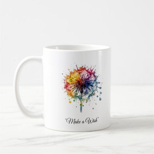 Vibrant Watercolor Dandelion, custom Kaffeetasse (Links)