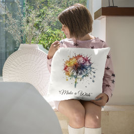 Vibrant Watercolor Dandelion, custom Kissen