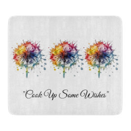 Vibrant Watercolor Dandelion, custom Schneidebrett