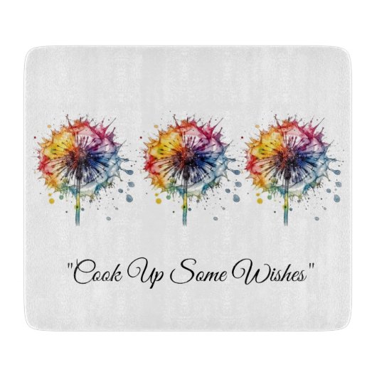 Vibrant Watercolor Dandelion, custom Schneidebrett (Vorderseite)
