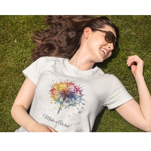 Vibrant Watercolor Dandelion, custom T-Shirt