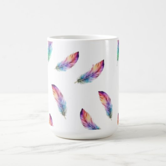 Vibrant Watercolor Feather All-Over Print Kaffeetasse (Mittel)