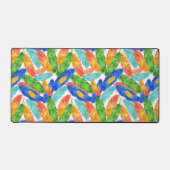 Vibrant Watercolor Feather Pattern Schreibtischunterlage (Vorderseite)