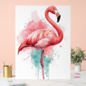 Vibrant Watercolor Flamingo Pink and Teal Splash Acrylschild (Hochzeit)