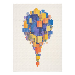 Vibrant Watercolor Floating Geometric Cubes Fotodruck