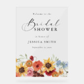 Vibrant Watercolor Floral Bridal Shower Acrylschild (Vorderseite)