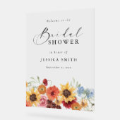 Vibrant Watercolor Floral Bridal Shower Acrylschild (Winkel)