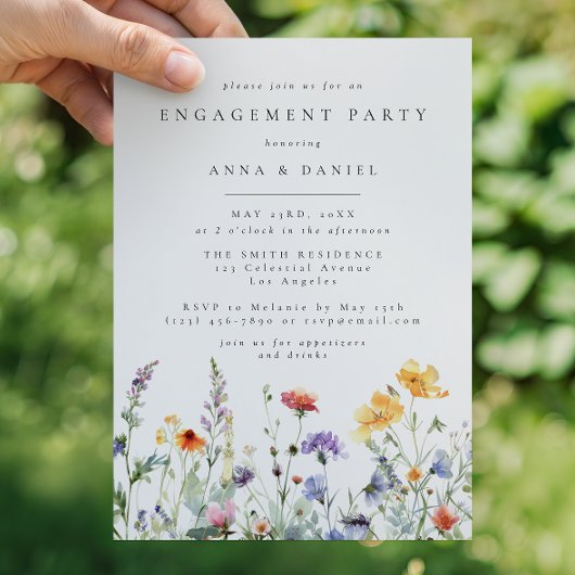 Vibrant Watercolor Floral Engagement Party Einladung