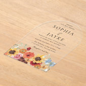 Vibrant Watercolor Floral Wedding Acryleinladungen (Ablage )