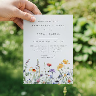 Vibrant Watercolor Floral Wedding Rehearsal Dinner Einladung