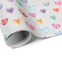 Vibrant Watercolor Hearts Gift Wrap - Valentins