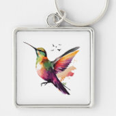 Vibrant Watercolor Hummingbird Illustration Schlüsselanhänger (Vorne)
