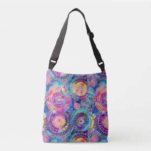 Vibrant Watercolor Mandala Tragetaschen Mit Langen Trägern