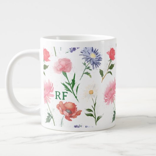 Vibrant Watercolor Multicolor Floral Pattern Jumbo-Tasse (Links)