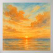 Vibrant Watercolor Style Sunset Seascape Poster (Vorne)